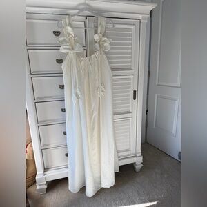 Farm Rio Elegant White Linen Maxi Dress